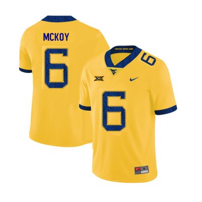 Men's West Virginia Mountaineers NCAA #6 Kennedy McKoy Yellow Authentic Nike 2019 Stitched College Football Jersey GO15F15OP